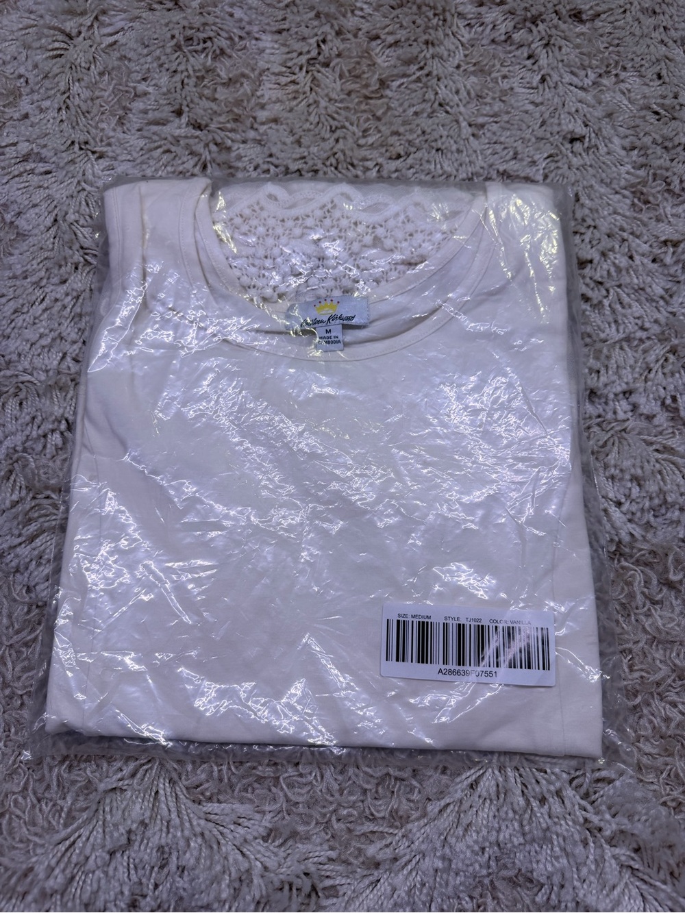 Kathleen Kirkwood TJ1022 Lace Hem Extender Tank M Vanilla New Sealed